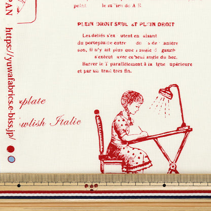 【数量5から】 生地 『シャーティング カリグラフィーレター レッド 826906-B』 YUWA 有輪商店