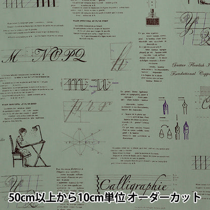 【数量5から】 生地 『シャーティング カリグラフィーレター グリーン 826906-E』 YUWA 有輪商店