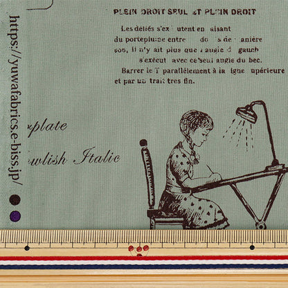 【数量5から】 生地 『シャーティング カリグラフィーレター グリーン 826906-E』 YUWA 有輪商店