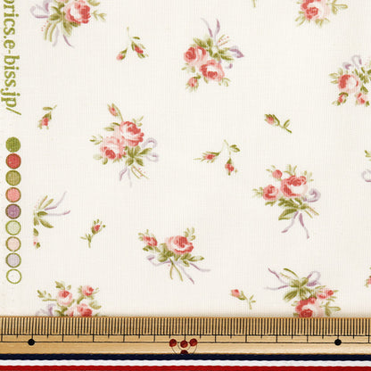 【数量5から】 生地 『シャーティング リボンアンドローズ ベージュ 824930-B』 YUWA 有輪商店