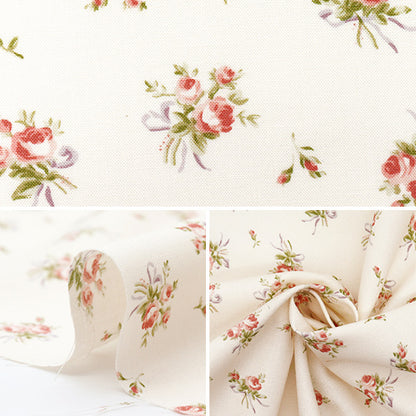 【数量5から】 生地 『シャーティング リボンアンドローズ ベージュ 824930-B』 YUWA 有輪商店