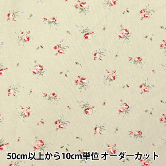 【数量5から】 生地 『シャーティング リボンアンドローズ オリーブ 824930-C』 YUWA 有輪商店