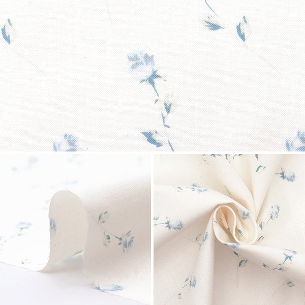 [الكمية تبدأ من 5] الأقمشة "Sharting Single Rose White X Blue 824929-C" Yuwa Ariwa Shoten
