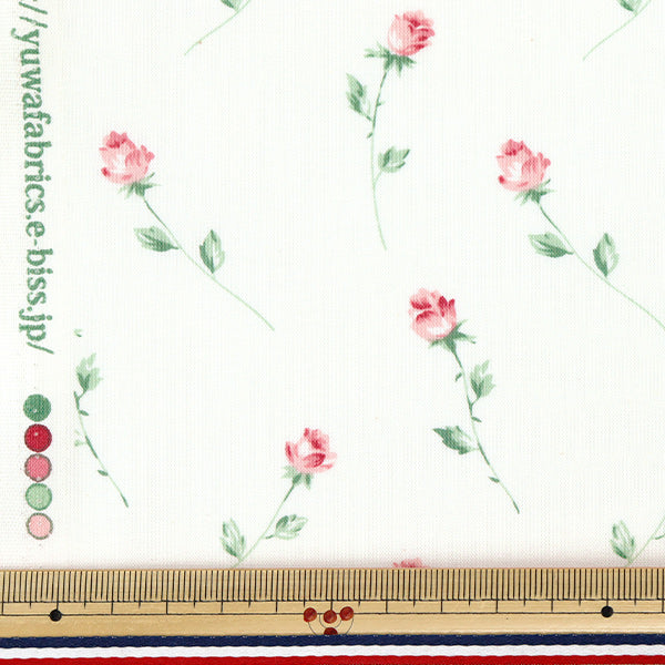 [Menge ab 5] Stoff "Sharting Single Rose White X Red 824929-D" Yuwa Ariwa Shotten