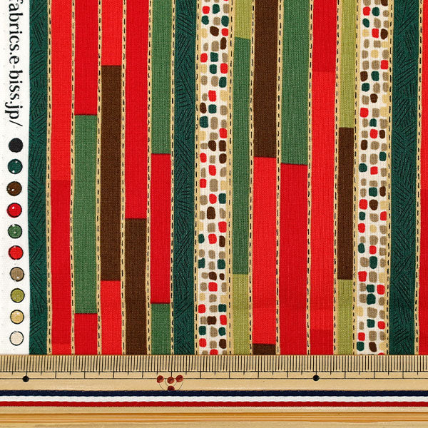 [Quantity from 5] Fabric "Shirting Christmas Stripe Red x Green 829973-A" YUWA Yuwa Shop