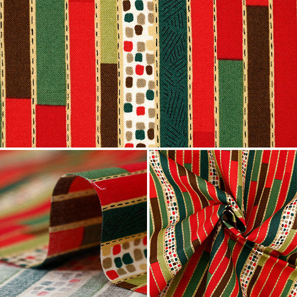 [Quantity from 5] Fabric "Shirting Christmas Stripe Red x Green 829973-A" YUWA Yuwa Shop