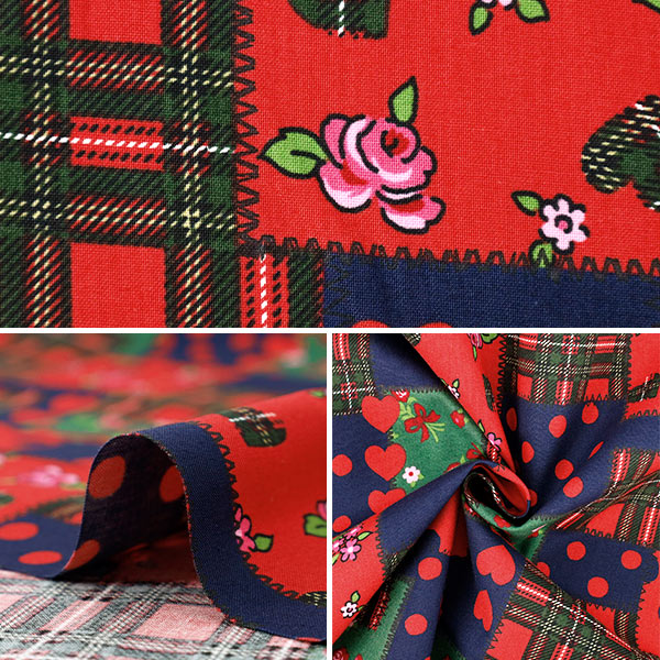 [Cantidad desde 5] Tela "Camisas navideñas"Acolchado Rojo 829977-A" Tienda Yuwa Yuwa