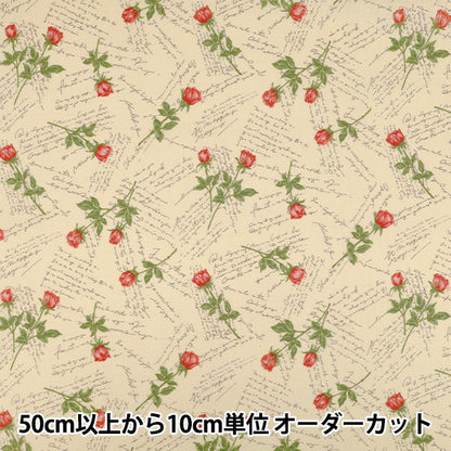 【数量5から】 生地 『シャーティング wrapping paper ベージュ×レッド』 YUWA 有輪商店