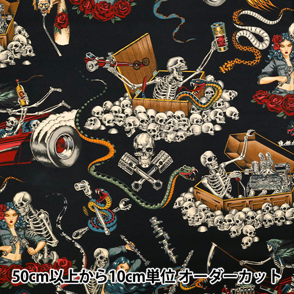 【数量5から】 生地 『USAコットン シーチング ALEXANDER HENRY denim&demons 9045-AR』