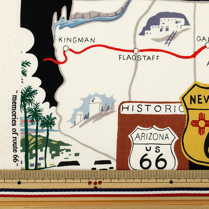 [Cantidad a partir de 5] Tela "Algodón de EE. UU. láminas Alexander Henry recuerdos de la ruta 66 9056-Br"