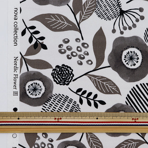 [Quantity from 5] Fabric 『NOVA Oxford Nordic flower pattern black NOX-WAFL3-BK” KOKKA 【YuzawayaOriginal]