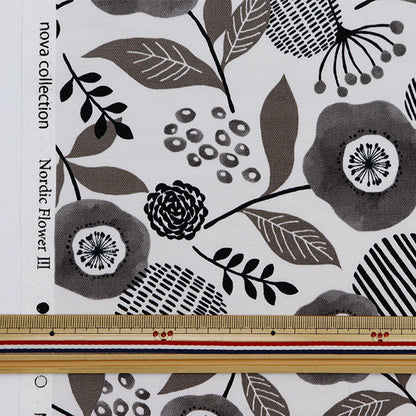 [Quantity from 5] Fabric 『NOVA Oxford Nordic flower pattern black NOX-WAFL3-BK” KOKKA 【YuzawayaOriginal]