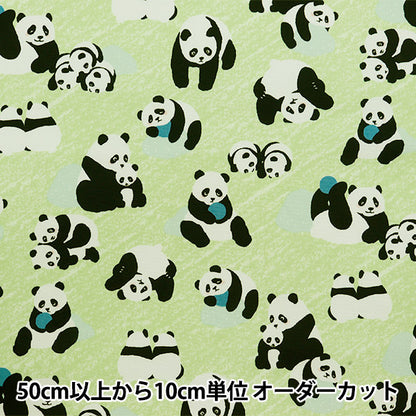 [Quantity from 5] Fabric 『NOVA Oxford Big Panda Mint Green NOX-PAND-MIGN” KOKKA 【YuzawayaOriginal]