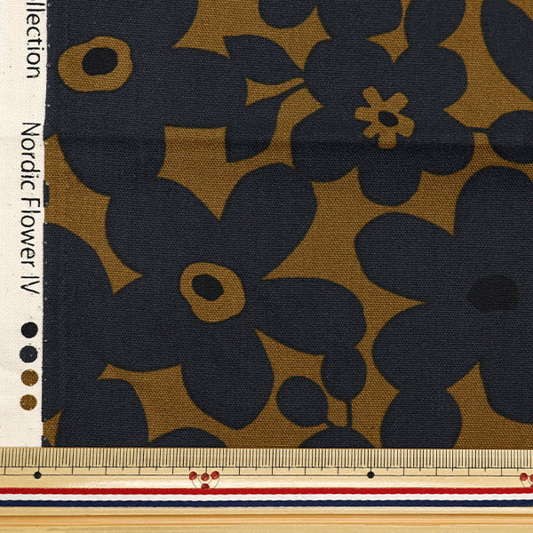 [الكمية من 5] الأقمشة "نوفا أكسفورد نمط الأزهار الاسكندنافية البني NOX-NFL-BR" KOKKA 【Yuzawayaإبداعي】