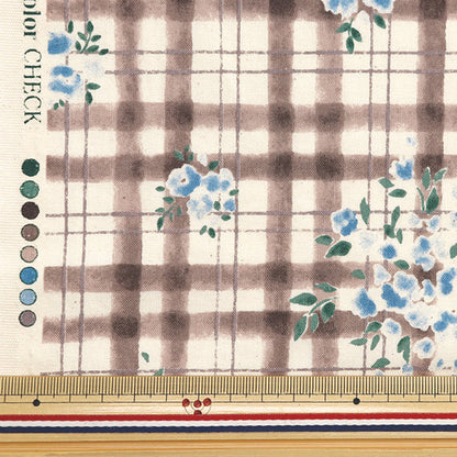 [De la quantité 5] Tissu "Nova siègeAngel Software traité aquarelle Vérifier le motif floral brun nse-wche-b" KOKKA 【Yuzawayaoriginal】