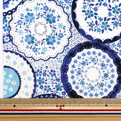 [Aus Menge 5] Stoff "Nova leinwandbindung Polnischer potarischer blauer Nox-Popo-Bl" KOKKA 【YuzawayaOriginal】