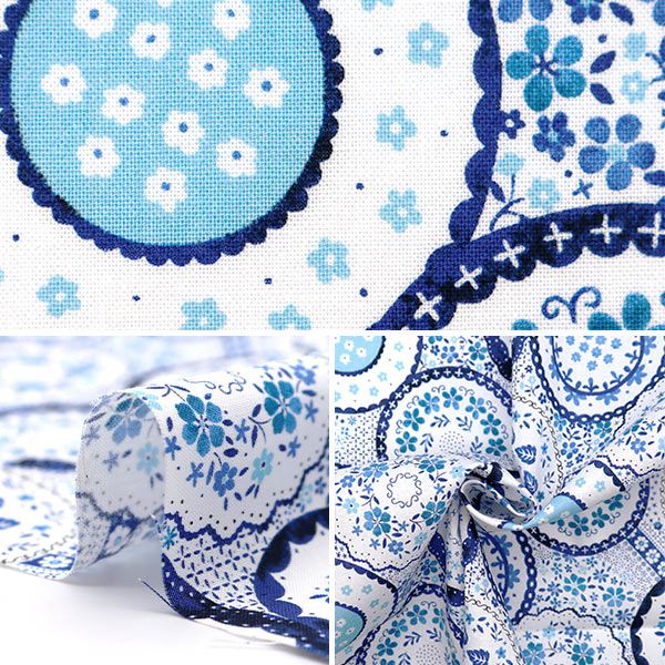 [Aus Menge 5] Stoff "Nova leinwandbindung Polnischer potarischer blauer Nox-Popo-Bl" KOKKA 【YuzawayaOriginal】