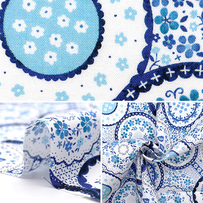 [Aus Menge 5] Stoff "Nova leinwandbindung Polnischer potarischer blauer Nox-Popo-Bl" KOKKA 【YuzawayaOriginal】