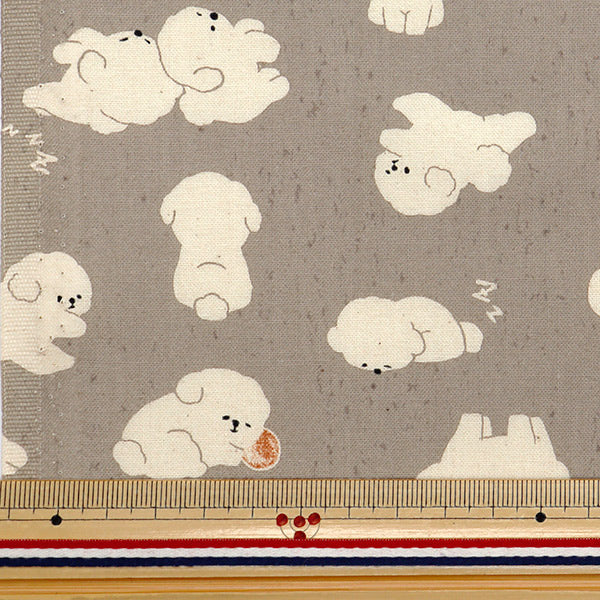 [Aus Menge 5] Stoff "Nova leinwandbindung Bichon Frize Brown NSe-Bic-BR" KOKKA 【YuzawayaOriginal】