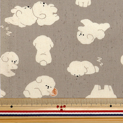 [Aus Menge 5] Stoff "Nova leinwandbindung Bichon Frize Brown NSe-Bic-BR" KOKKA 【YuzawayaOriginal】
