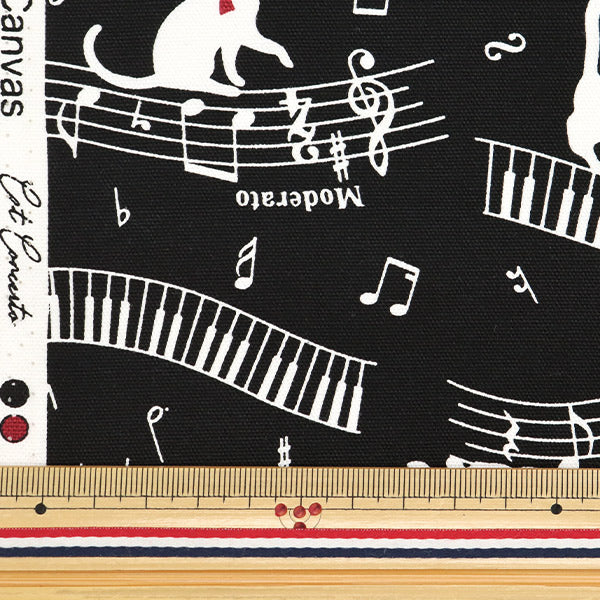 [Quantité à partir de 5] Tissu 『Oxford Toile colorée chat concerto noir cocan-cap-bk" KOKKA