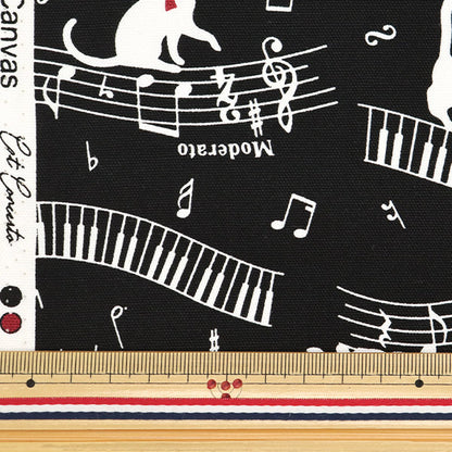 [Quantité à partir de 5] Tissu 『Oxford Toile colorée chat concerto noir cocan-cap-bk" KOKKA