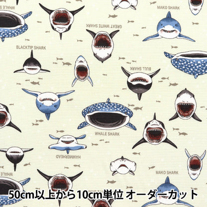 [Cantidad a partir de 5] Tela 『Oxford Colorido lienzo tiburón tiburón natural cocan-na" KOKKA