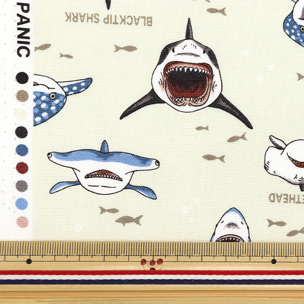 [Cantidad a partir de 5] Tela 『Oxford Colorido lienzo tiburón tiburón natural cocan-na" KOKKA