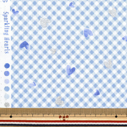 [Quantità a partire da 5] Tessuto 『fogli Tela colorate cuori scintillanti blu cocan-ht-bl" KOKKA