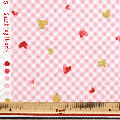 【数量5から】 生地 『シーチング カラフルキャンバス スパークリングハーツ ピンク COCAN-HT-PI』 KOKKA コッカ