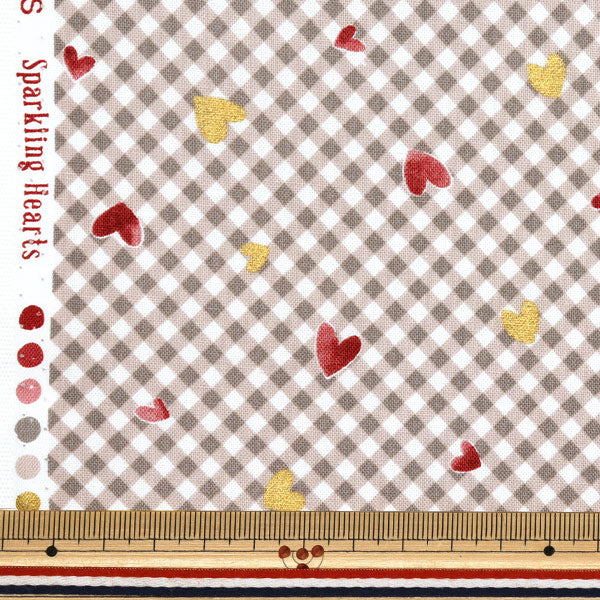 【数量5から】 生地 『シーチング カラフルキャンバス スパークリングハーツ ブラウン COCAN-HT-BR』 KOKKA コッカ