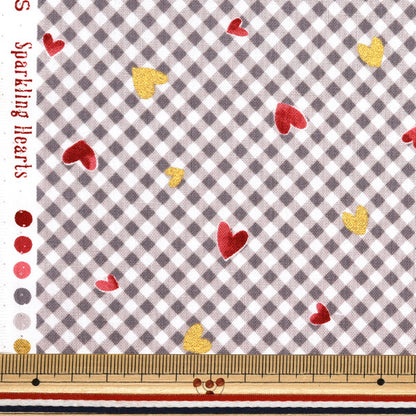 [Quantità a partire da 5] Tessuto 『fogli Tela colorate cuori scintillanti grigio cocan-ht-gy" KOKKA