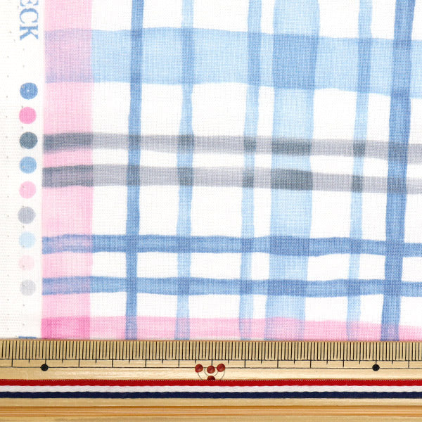 [Quantità a partire da 5] Tessuto "Tela colorate" fogli WaterColor Multi-check rosa Cocan-Muc-PI" KOKKA