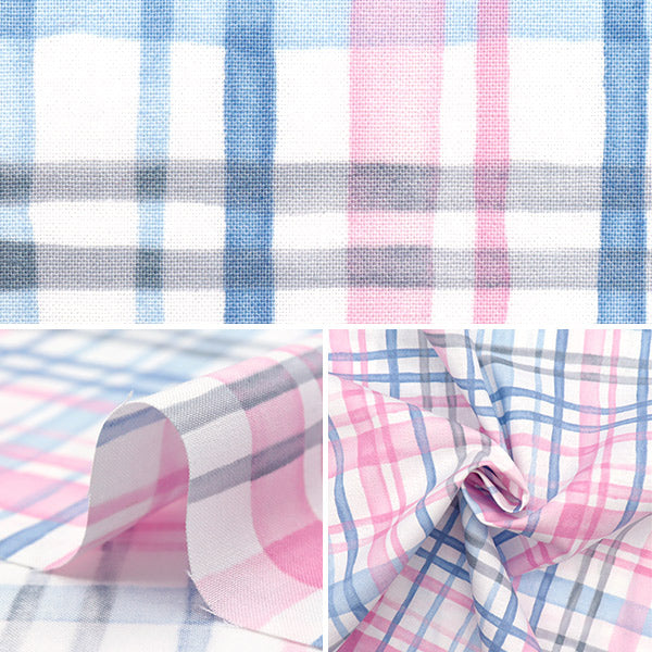 [Quantità a partire da 5] Tessuto "Tela colorate" fogli WaterColor Multi-check rosa Cocan-Muc-PI" KOKKA