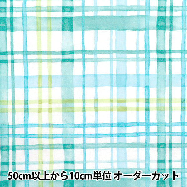 【数量5から】 生地 『カラフルキャンバス シーチング 水彩マルチチェック サックス COCAN-MUC-SA』 KOKKA コッカ