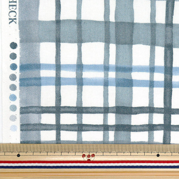 [5부터 시작하는 수량] 천・원단 "화려한 캔버스" 시팅 원단 수채화 멀티 체크 그레이 코칸-맥-기기" KOKKA