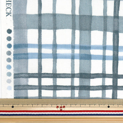 [5부터 시작하는 수량] 천・원단 "화려한 캔버스" 시팅 원단 수채화 멀티 체크 그레이 코칸-맥-기기" KOKKA