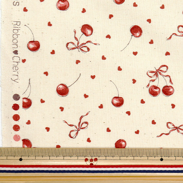 [5부터 시작하는 수량] 천・원단 "화려한 캔버스" 시팅 원단 리본체리 천연 코칸-리크 나" KOKKA