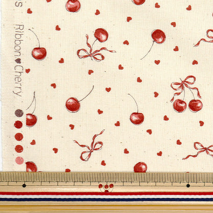 [5부터 시작하는 수량] 천・원단 "화려한 캔버스" 시팅 원단 리본체리 천연 코칸-리크 나" KOKKA