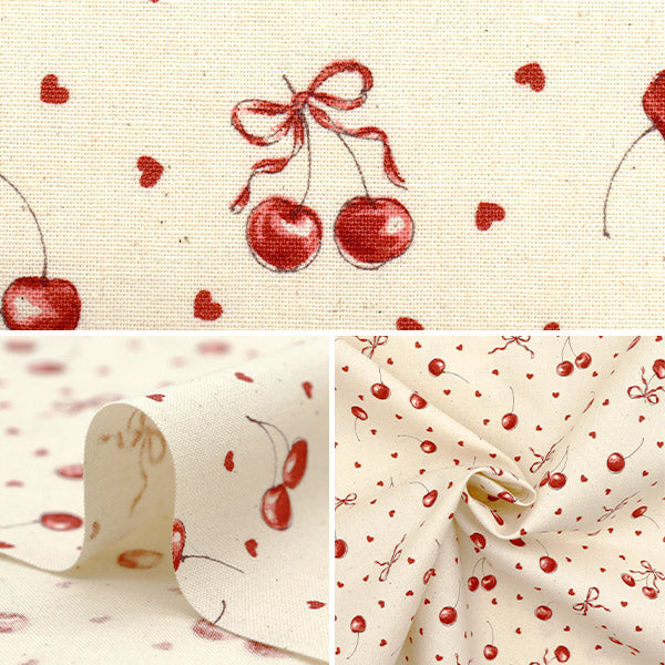 [5부터 시작하는 수량] 천・원단 "화려한 캔버스" 시팅 원단 리본체리 천연 코칸-리크 나" KOKKA