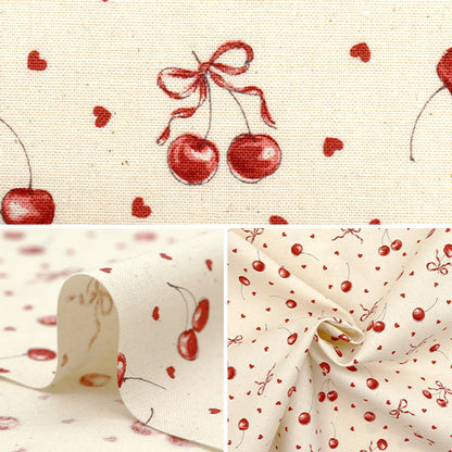 [5부터 시작하는 수량] 천・원단 "화려한 캔버스" 시팅 원단 리본체리 천연 코칸-리크 나" KOKKA