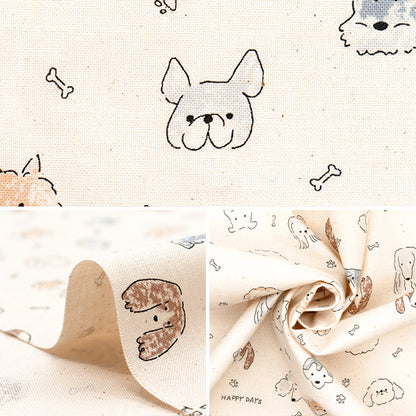 [Menge ab 5] Stoff "Buntes Leinwand" leinwandbindung Hund Doodle Natural NSE-DD-NA" KOKKA 【YuzawayaOriginal】