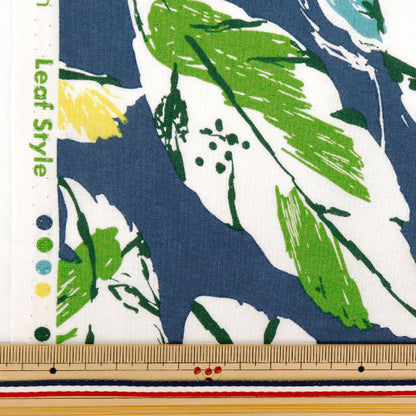 【数量5から】 生地 『NOVA シーチング リーフスタイル ブルー NSE-LEAF-BL』 KOKKA コッカ 【ユザワヤオリジナル】