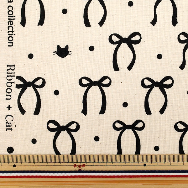 [Quantity starting from 5] Fabric "NOVA Sheeting RibbonCat Black NSE-RCAT-BK" KOKKA 【Yuzawayaoriginal】