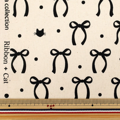 [Quantity starting from 5] Fabric "NOVA Sheeting RibbonCat Black NSE-RCAT-BK" KOKKA 【Yuzawayaoriginal】