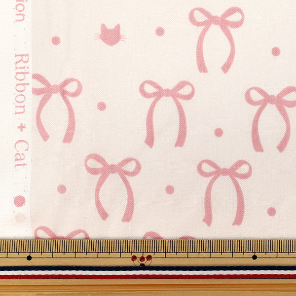 [Quantity starting from 5] Fabric "NOVA Sheeting RibbonCat Pink NSE-RCAT-PI" KOKKA 【Yuzawayaoriginal】