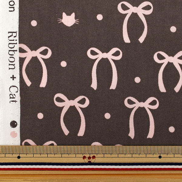 [Quantity starting from 5] Fabric "NOVA Sheeting RibbonCat Brown NSE-RCAT-BR" KOKKA 【Yuzawayaoriginal】