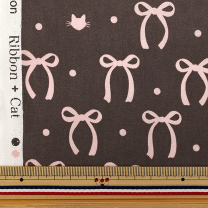 [Quantity starting from 5] Fabric "NOVA Sheeting RibbonCat Brown NSE-RCAT-BR" KOKKA 【Yuzawayaoriginal】