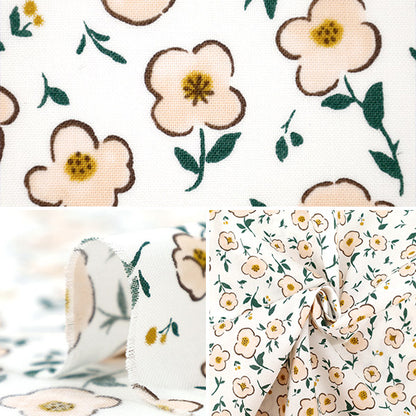 [Quantity starting from 5] Fabric "NOVA Sheeting Tiny Bloom White x Yellow NSE-TB-WH*YE" KOKKA 【Yuzawayaoriginal】