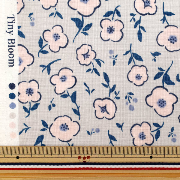 [Quantity starting from 5] Fabric "NOVA Sheeting Tiny Bloom Gray x Blue NSE-TB-GY*BL" KOKKA 【Yuzawayaoriginal】